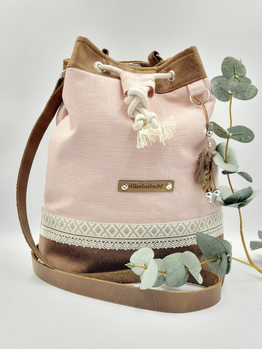 Beutelrucksack rosa braun